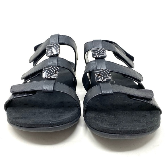 Vionic Amber Black Crocodile - Women's Adjustable Slide Sandal - Orthaheel WIDE - Picture 3 of 7